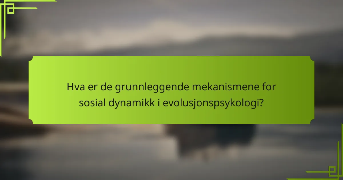 Hva er de grunnleggende mekanismene for sosial dynamikk i evolusjonspsykologi?